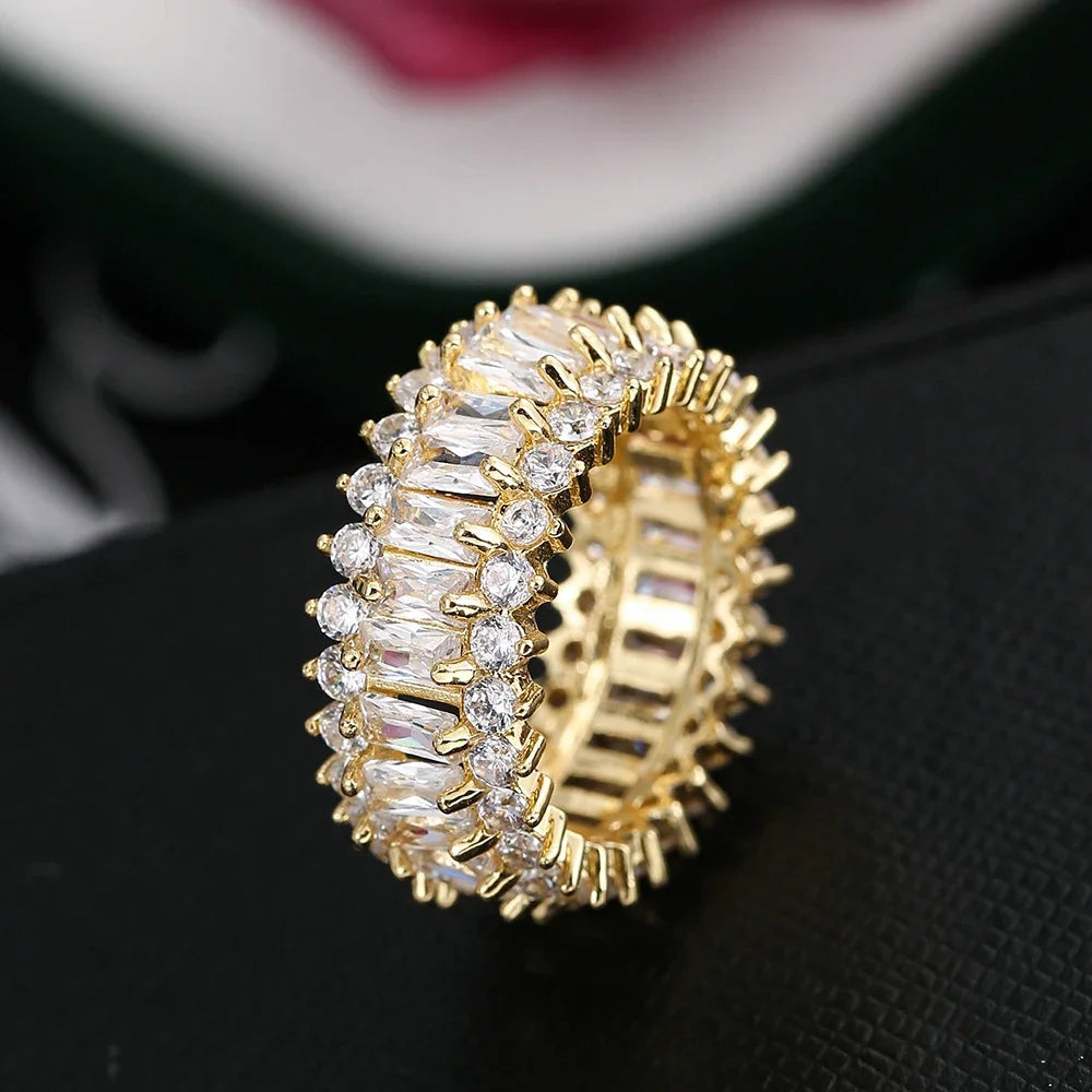 Fashion Luxury Multicolor Charm Zircon Wedding Rings for Women Round Square Stone Party Ring Jewelry