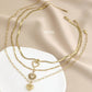 3 Pcs Fashion Bohemia Heart Pendant Chain Layered Necklace for Women Summer Beach Simple Copper Metal Necklace Jewelry Gift 2024