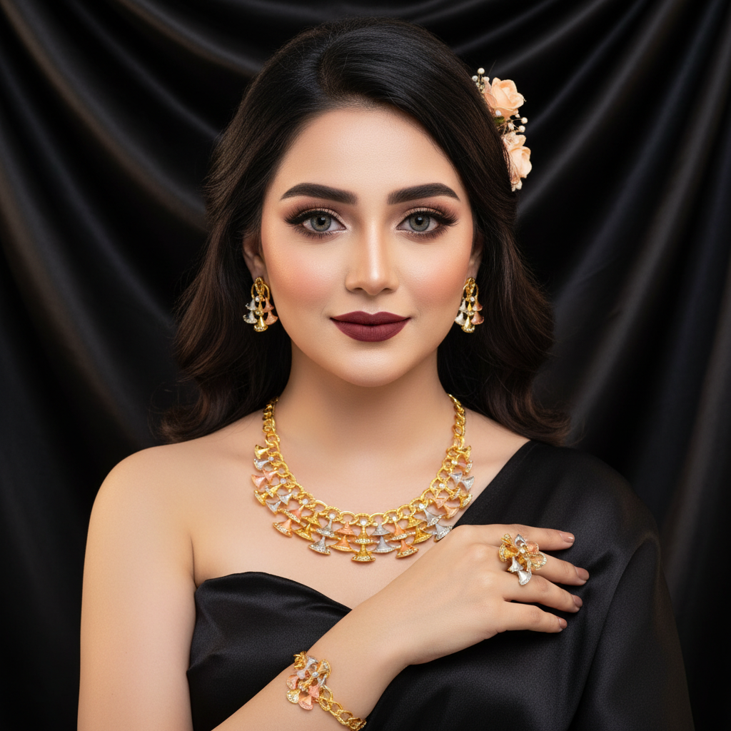 Zenat Dubai 24K Gold Plated Wedding Jewelry Set