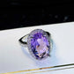 2025 New Purple Cubic Zirconia Ring with Sparkling Square Crystal, High End Women's Personalized Fashion Cocktail Party Jewelry