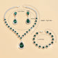 Minimalist Water drops Jewelry Set for Women Crystal Necklace Bracelet Earrings Set Gift Banquet Wedding Anniversary Accessories