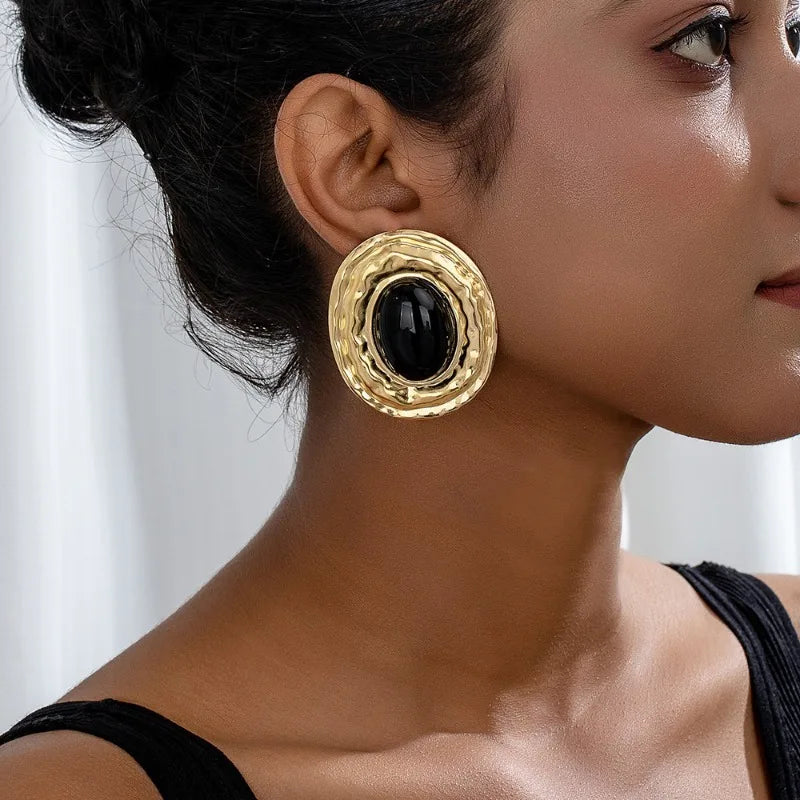 Stud Earrings For Women Round Metal Geometric Ear Accessories Holiday Party Gift Fashion Jewelry CE214