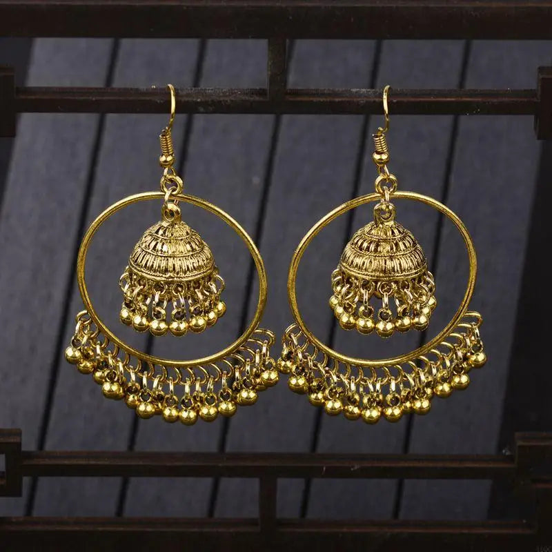 2025 New Retro Tassel Drop Earrings Jhumka Indian Ethnic Dangling Earrings for Women