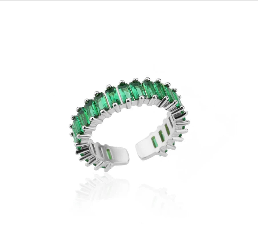 Colored Cubic Zircon Square Rings For Women Men Stainless Steel Gold Color Crystal Wedding Ring Luxury Jewelry Gift bague femme