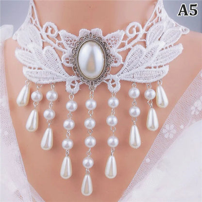 New Sexy Gothic Chokers Crystal Black Lace Neck Choker Necklace Vintage Victorian Women Chocker Steampunk Jewelry