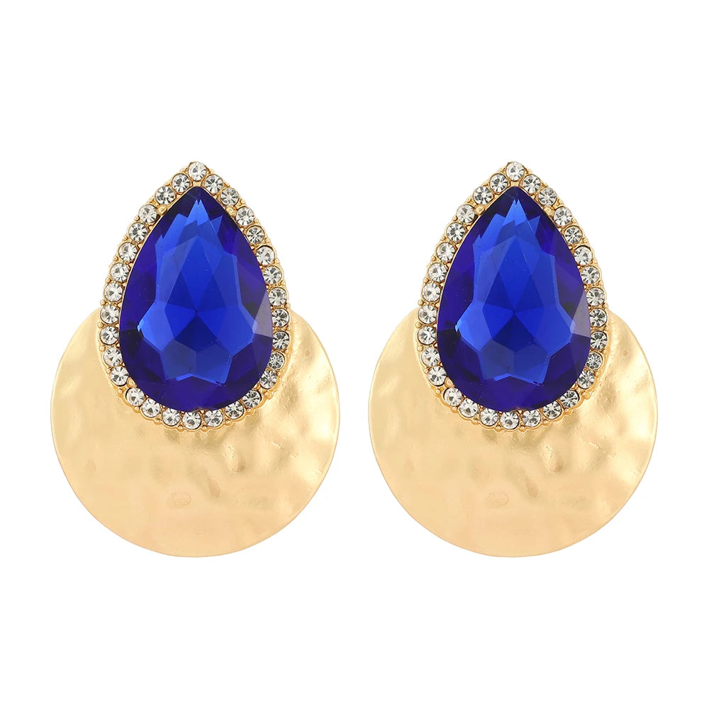 Fashion Elegant Round Metal Big Stud Earrings For Women Classic Design Elegant Ear Accessories Party Prom Statement Fine Jewelry