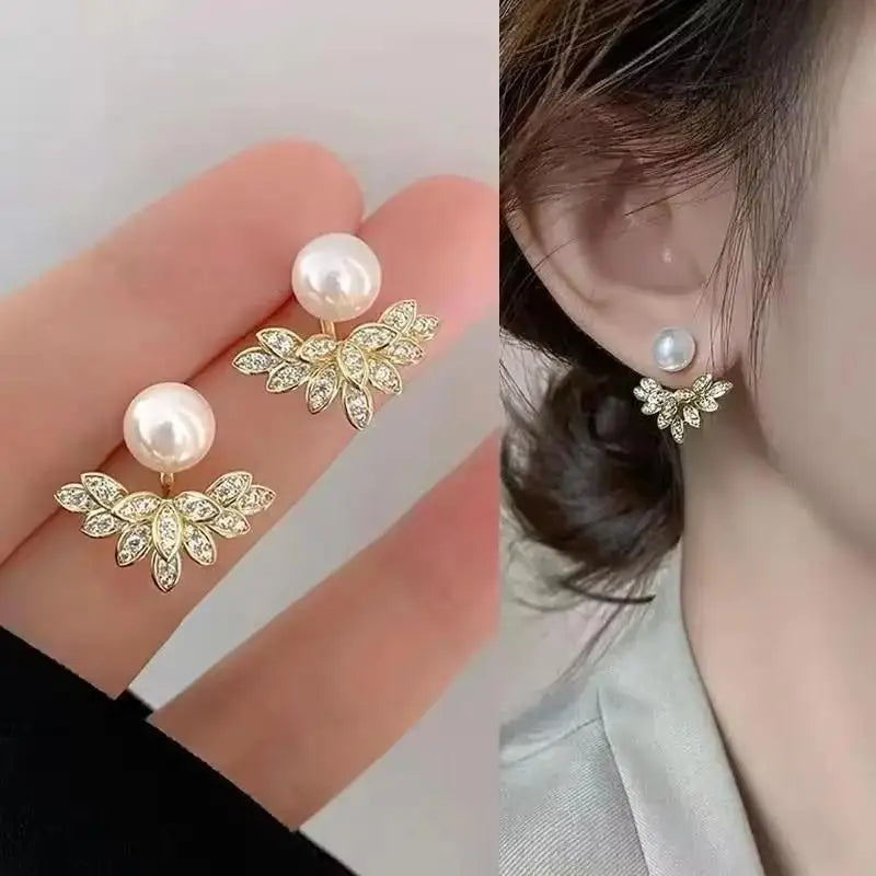 925 Silver Needle Green Flower Earrings For Women Korean Fashion Jewelry 2025 Trending Luxury Zircon Leaf Women's Stud Earrings
