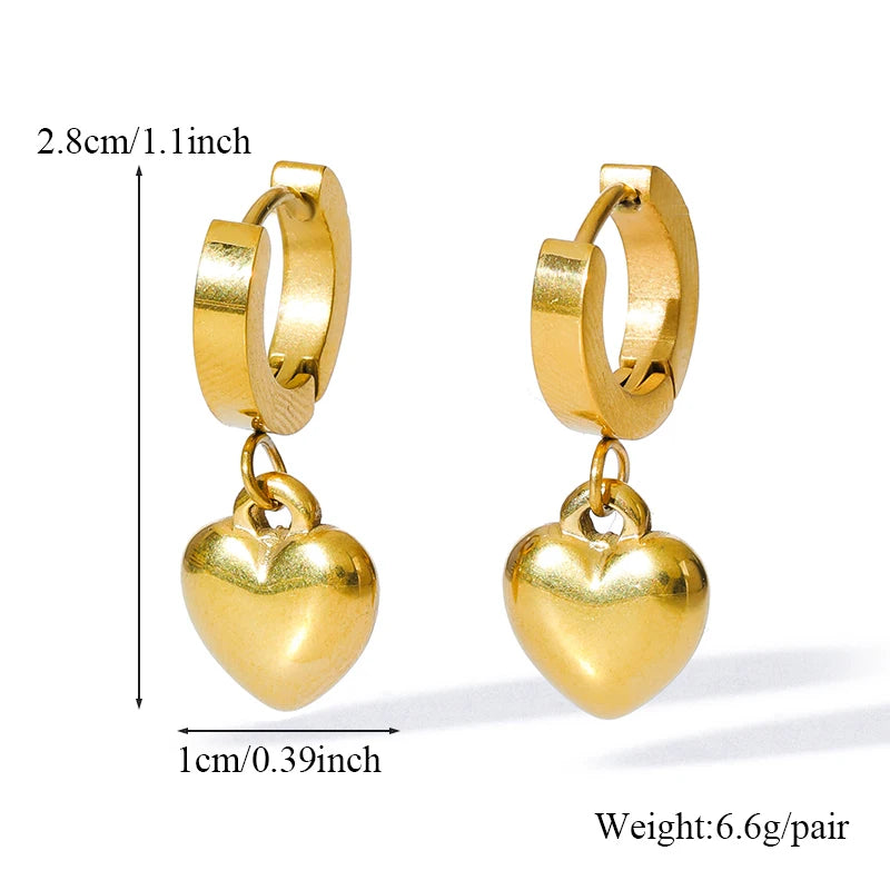 EILIECK 316L Stainless Steel Heart Love Necklace Bracelets Earrings Set For Women New Trendy 18K Gold Plated Waterproof Jewelry