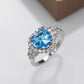 2025 New Fashion Sea Blue Cubic Zirconia Women's Wedding Ring Luxury Engagement Party Elegant   Brilliant Jewelry