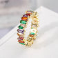 Fashion Luxury Multicolor Charm Zircon Wedding Rings for Women Round Square Stone Party Ring Jewelry