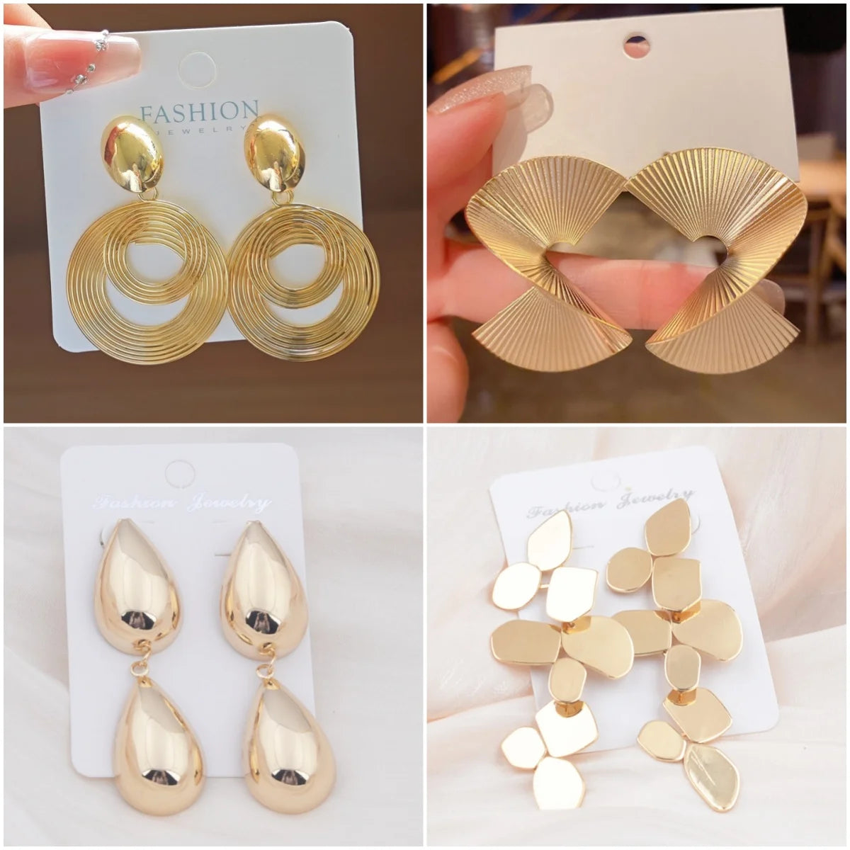 Minimalism Personality Metal Drop Earrings for Women Leaf Round Water Droplet Butterfly Twist Metal Earrings Geometry Jewelry