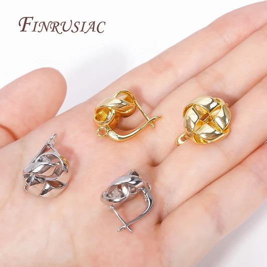Trendy Earrings Accessories 18K Gold Plated Metal Round Earwires Earring Fasteners Hooks For DIY Women Ear Jewelry Making
