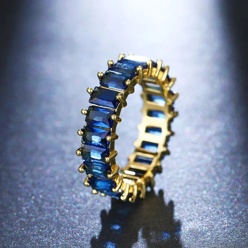 Fashion Luxury Multicolor Charm Zircon Wedding Rings for Women Round Square Stone Party Ring Jewelry