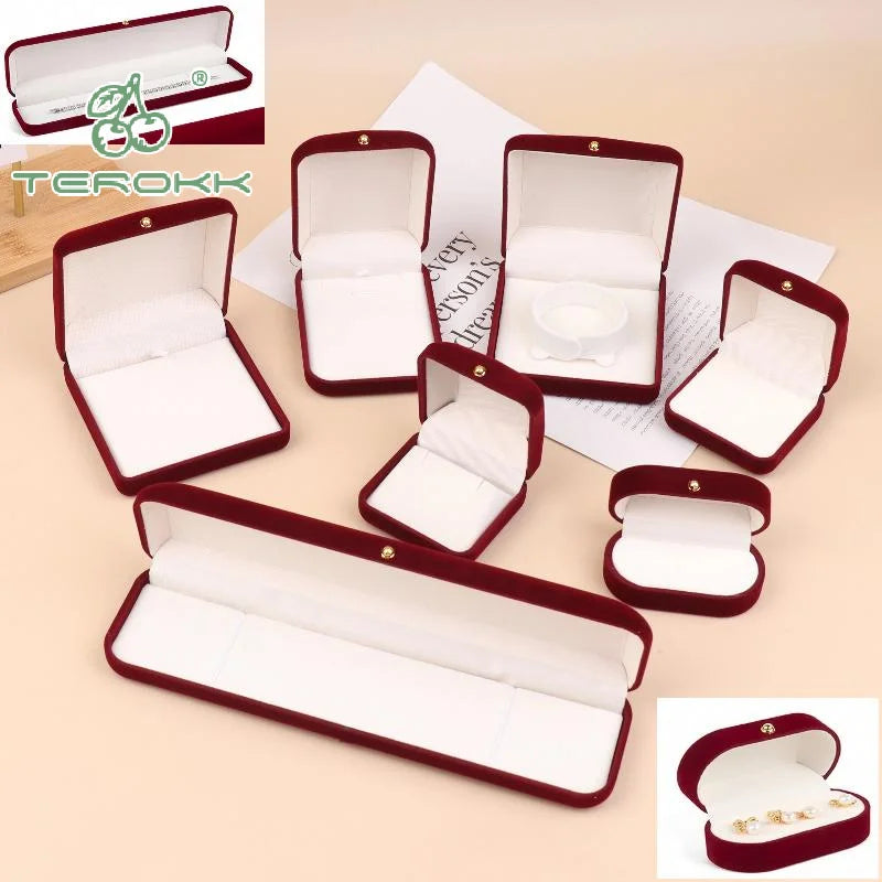 Flocking Gold Buckle Jewelry Box Red Velvet