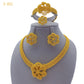 XUHUANG Luxury Flower Necklace Sets For Women Wedding Dubai Gold Plated African Jewelry Set Indian Jewellery Anniversary Gifts