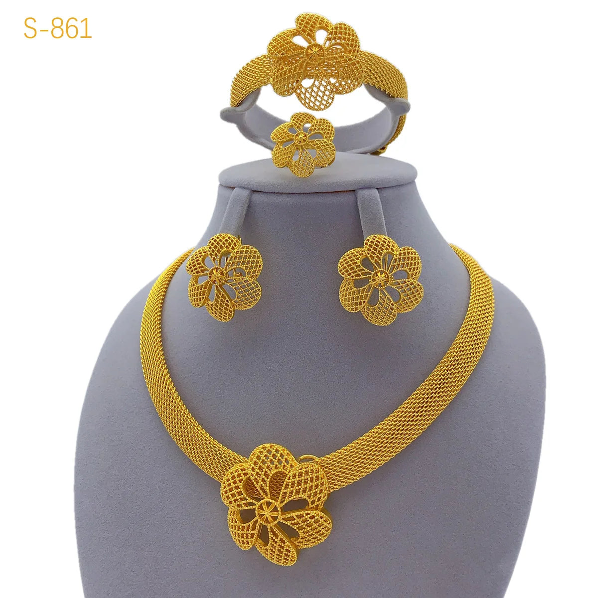 XUHUANG Luxury Flower Necklace Sets For Women Wedding Dubai Gold Plated African Jewelry Set Indian Jewellery Anniversary Gifts