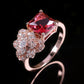 2025 New Elegant Red Corundum Ring with Extra Large Zircon Fashion Party Jewelry Flower Dove Egg Shining First