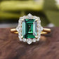 2025 New Luxury High End Party Women's Ring Bright Green Oval Crystal Noble  Retro Style Accessories Gorgeous Gift
