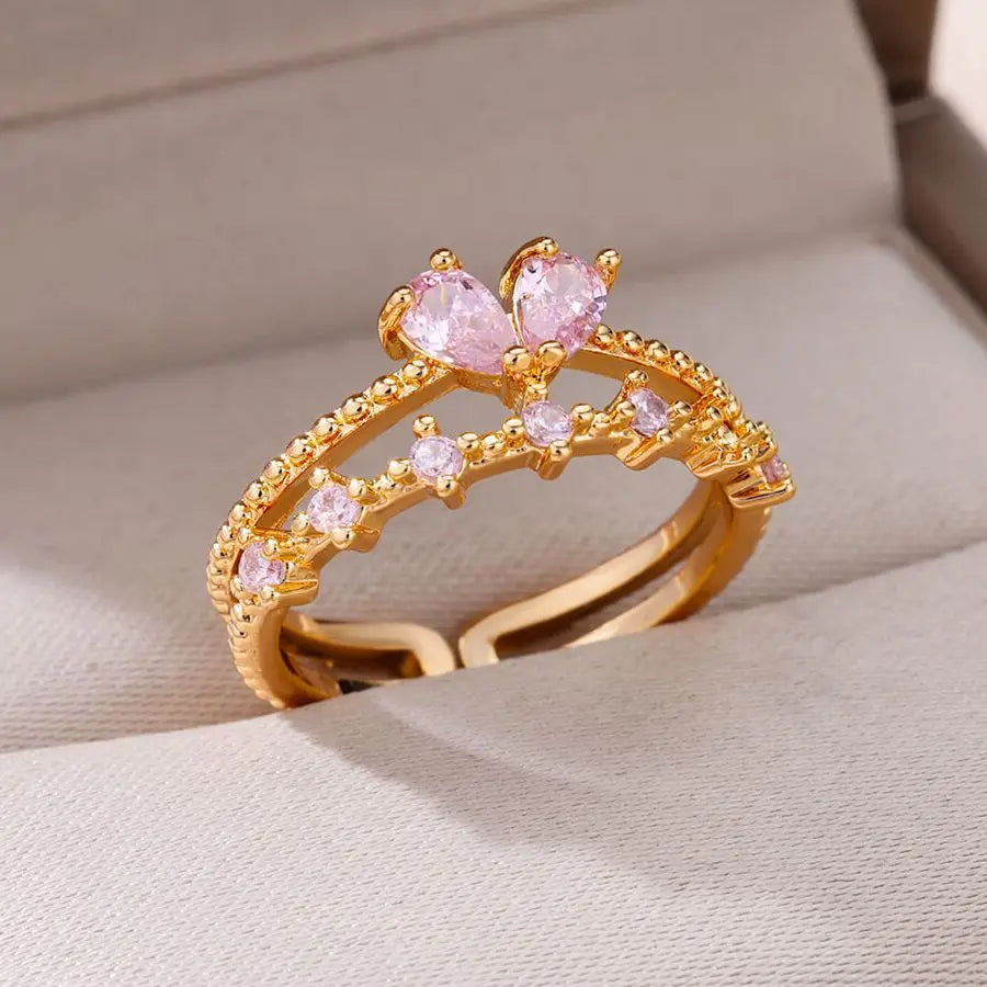 Delicate Colorful Zircon Rings for Women New In Gold Color Wedding Ring Aesthetic Fashion Jewelry Gift anillos mujer