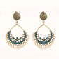 Ethnic Retro Green Sector Carved Turkish Jhumka Earrings For Women Indian Jewelry Pearl Tassel Earrings