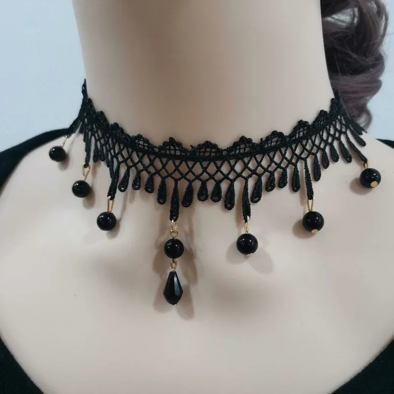 Neo-Gothic Punk Black Sexy Lace Chokers Necklace For Women Fashion Retro Clavicle Chain Halloween Collar Choker Steampunk Gifts