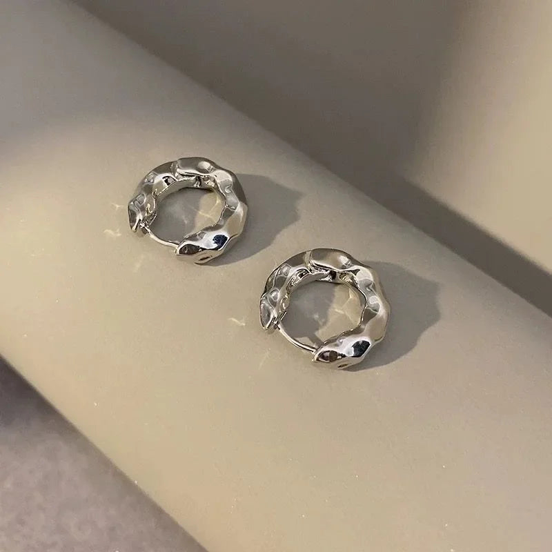 New Hot Sell Trendy 925 Sterling Silver Circle Earrings for Women Real Silver Ear Hoop Earrings