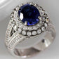 2025 Luxury Prong Setting-Rings For Women With Deep Blue Zircon Stone Anniversary Gift   Wife Micro Paved Middle