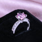 Style Pink Sparkling Zircon Princess Square Engagement Ring for Ladies and Girlfriends Luxury Proposal  Gift Fashion Jewelry