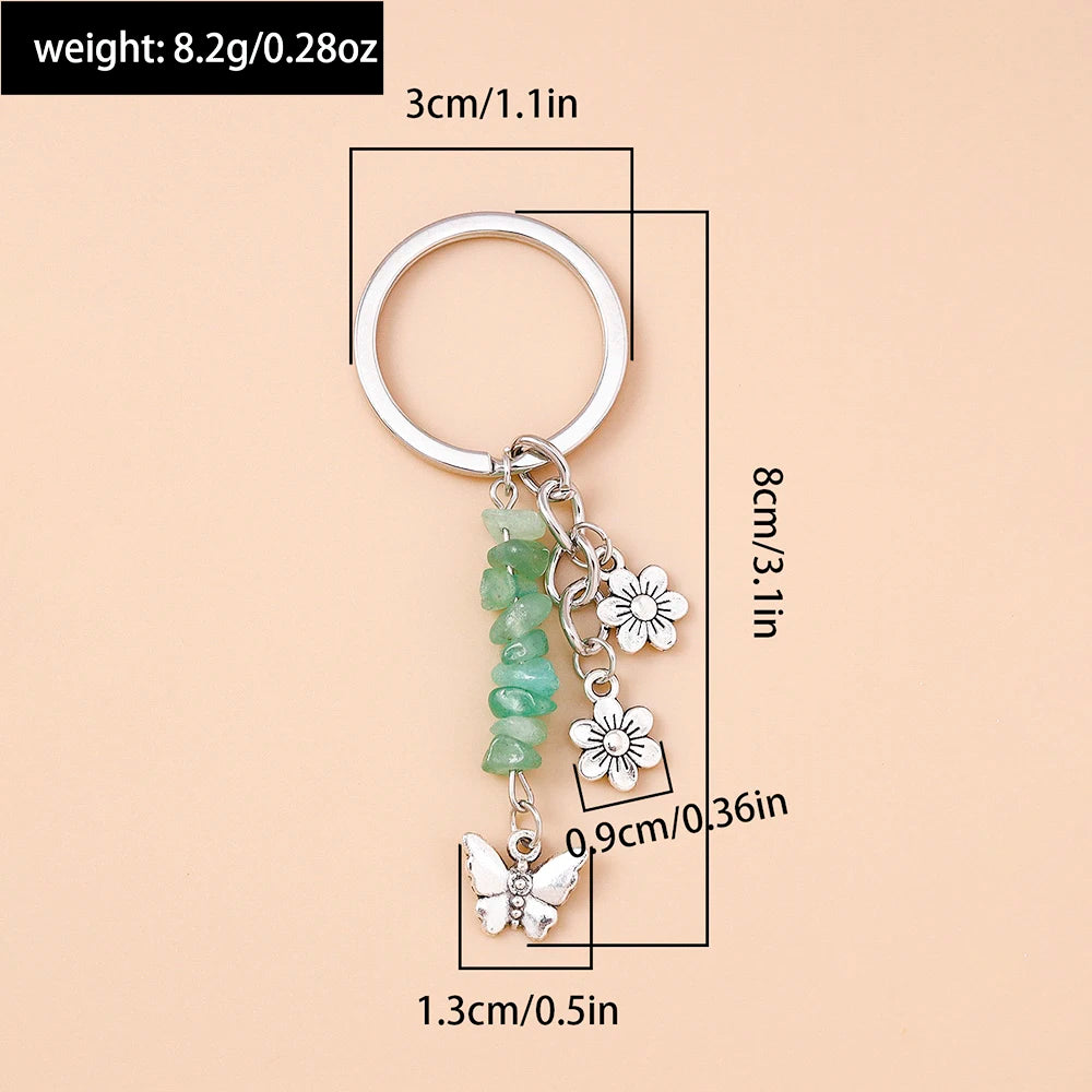 Cute Enamel Flower Butterfly Keychain Women Girls Love Heart Key Ring Pendants Handbag Decor DIY Handmade Jewelry Gifts