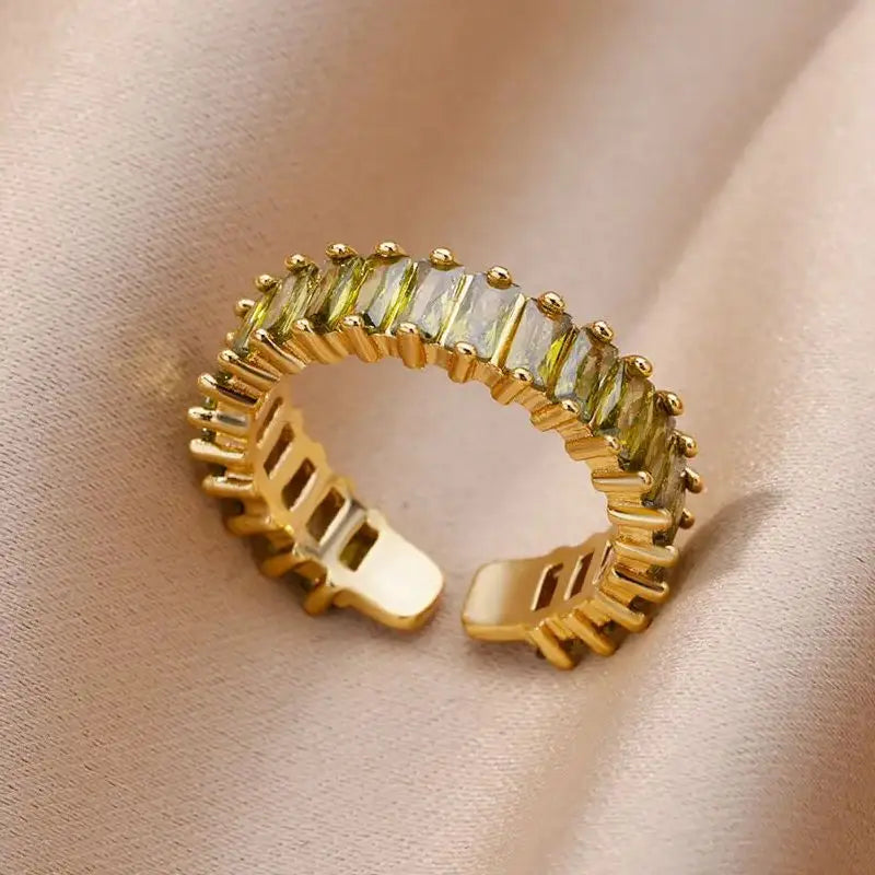 Delicate Colorful Zircon Rings for Women New In Gold Color Wedding Ring Aesthetic Fashion Jewelry Gift anillos mujer