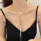 316L Stainless Steel New Fashion Fine Jewelry 134cm Pull Adjusting Charm Flat Snake Chain Choker Necklaces Pendants For Women
