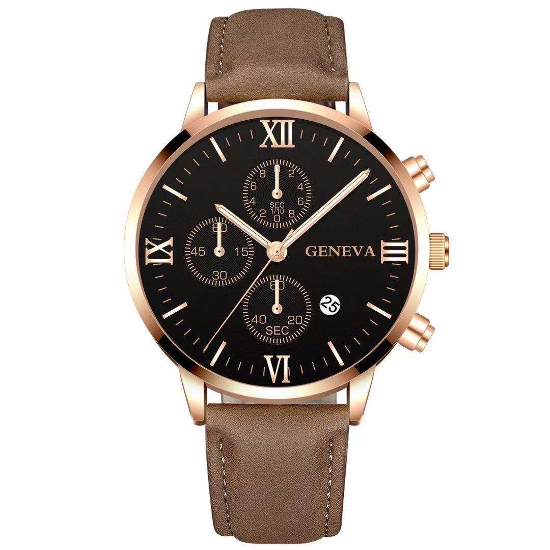 Fashion Geneva Men's Wristwatch Date Alloy Case Leather Analog Quartz Sport Watch Male Clock Top Brand Luxury Relogio Masculino