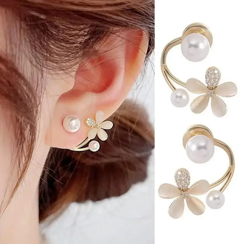 925 Silver Needle Green Flower Earrings For Women Korean Fashion Jewelry 2025 Trending Luxury Zircon Leaf Women's Stud Earrings