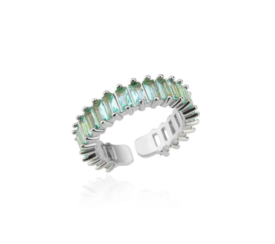 Colored Cubic Zircon Square Rings For Women Men Stainless Steel Gold Color Crystal Wedding Ring Luxury Jewelry Gift bague femme