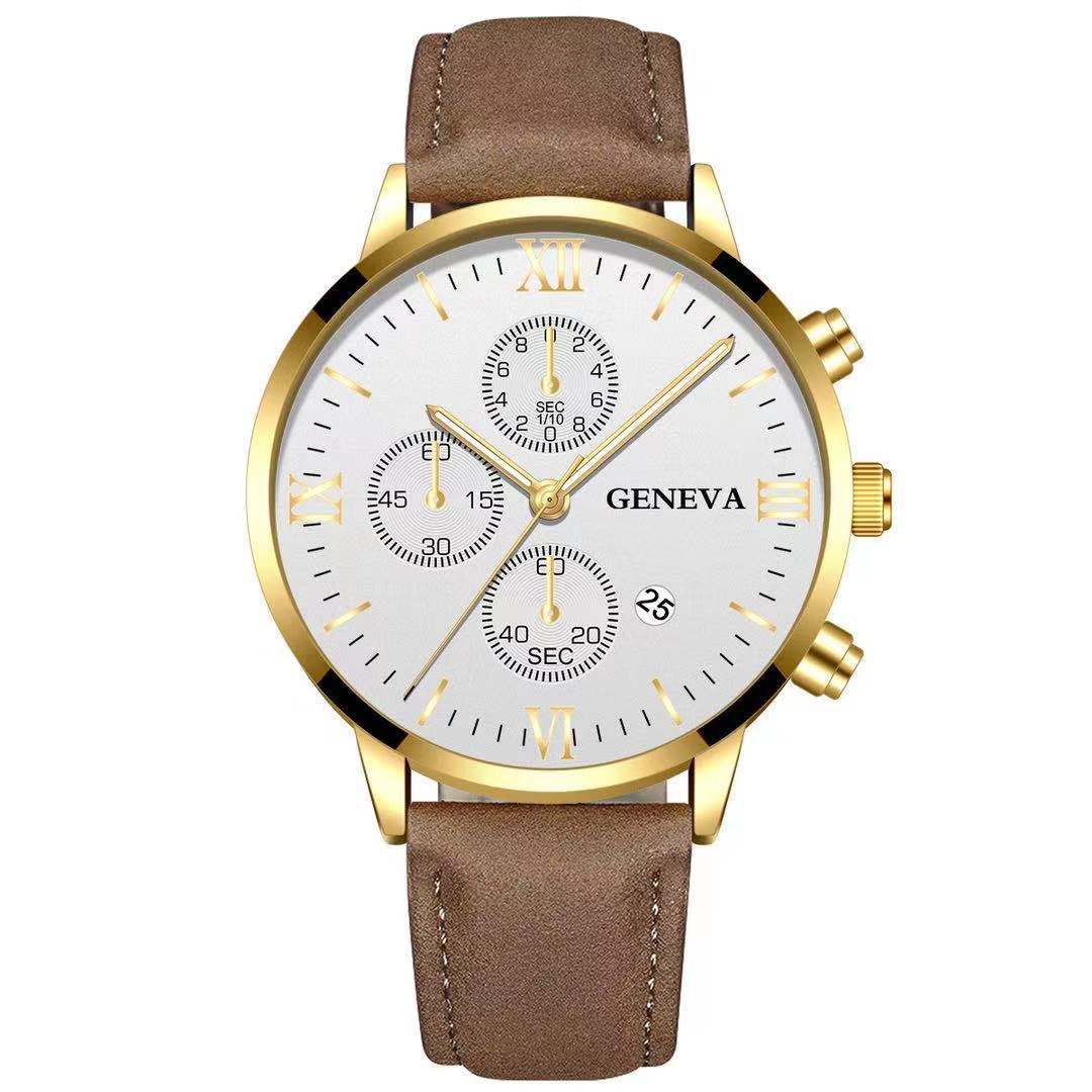 Fashion Geneva Men's Wristwatch Date Alloy Case Leather Analog Quartz Sport Watch Male Clock Top Brand Luxury Relogio Masculino