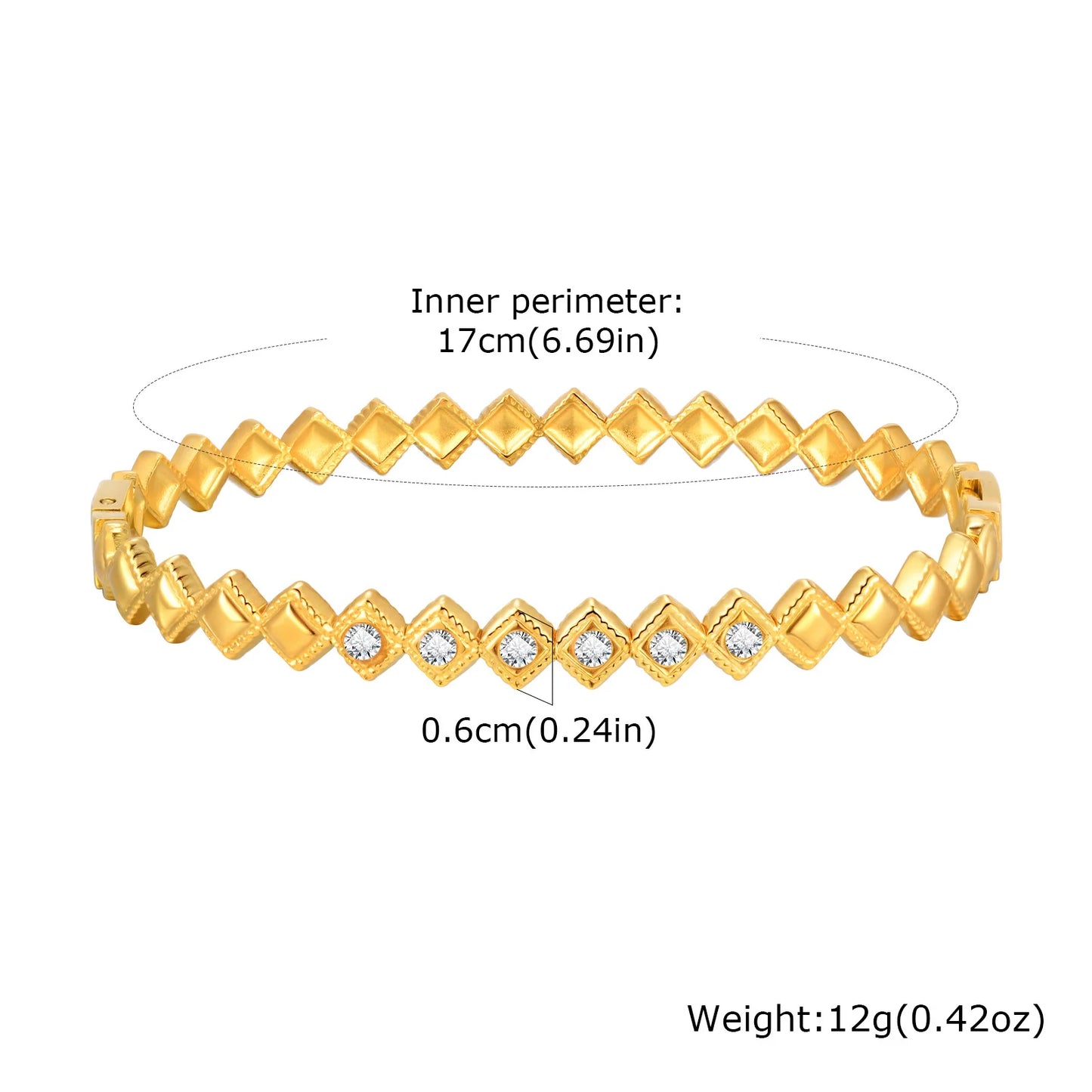 Vnox Romantic Zircon Cuff Bracelet For Women Geometric Fashion Lady Jewelry Stainless Steel Bangles Party Gold Color Never Fade