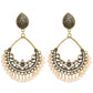 Ethnic Retro Green Sector Carved Turkish Jhumka Earrings For Women Indian Jewelry Pearl Tassel Earrings