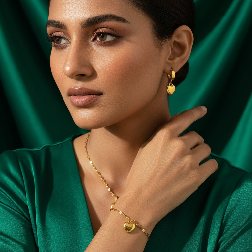 Zenat 316L Stainless Steel Love Necklace Set