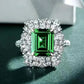 2025 New Luxury High End Party Women's Ring Bright Green Oval Crystal Noble  Retro Style Accessories Gorgeous Gift