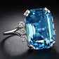 2025 New Fashion Sea Blue Cubic Zirconia Women's Wedding Ring Luxury Engagement Party Elegant   Brilliant Jewelry