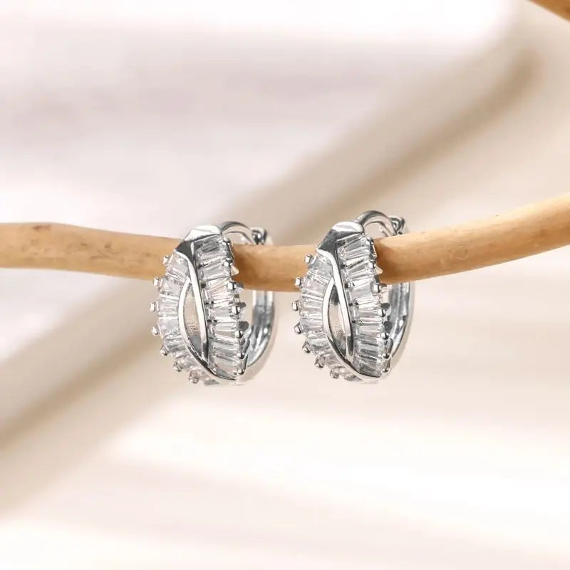 Zircon Geometric Snake Earrings for Women Multi Layered Gold Color Small Hoop Earrings Fashion Ear Piercing Wedding Jewelry