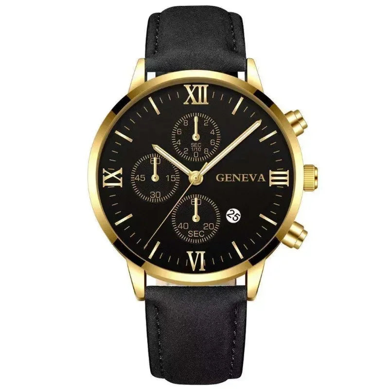 Fashion Geneva Men's Wristwatch Date Alloy Case Leather Analog Quartz Sport Watch Male Clock Top Brand Luxury Relogio Masculino