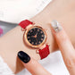 6PCS/Set Red Women's Watch With Minimalist Elements Dial Quartz Watch Latex Strap Cherry Elements Jewelry Set Girl's Gift