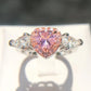 Pink Cubic Zirconia Ring Suitable for Women's Engagement Wedding Luxury Accessories Sparkling Silver Fashion Jewelry