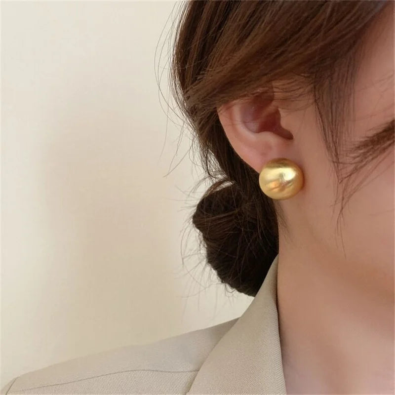 Luxurious Simple Design Brushed Frosted Metal Semicircle Earrings 2023 New Jewelry for Women Christmas Party Fashion Accessories