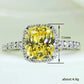 New Elegant Yellow Cubic Zirconia Women Rings Luxury Wedding Anniversary Party Lady's  Accessories Bright Fashion Jewelry