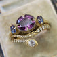 2025 New Purple Cubic Zirconia Ring with Sparkling Square Crystal, High End Women's Personalized Fashion Cocktail Party Jewelry