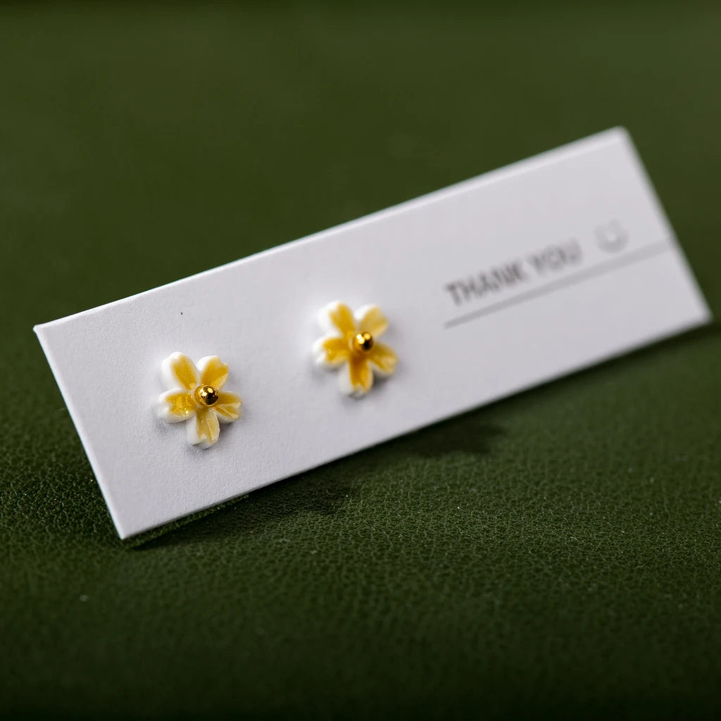 Handmade Multicolor Ceramic Flower Earrings With Stainless Steel Pin - Trendy And Eye-catching Jewelry Z638
