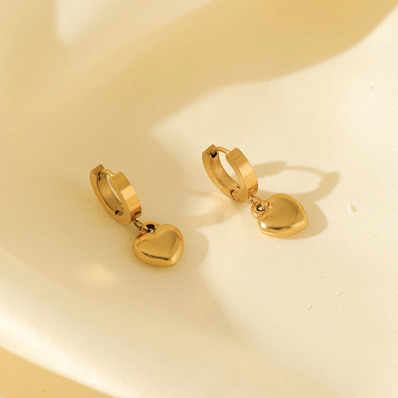 EILIECK 316L Stainless Steel Heart Love Necklace Bracelets Earrings Set For Women New Trendy 18K Gold Plated Waterproof Jewelry