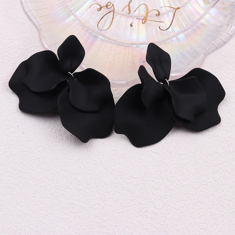 Korean Acrylic Petal Flower Tassel Dangle Earrings For Women Luxury Vintage Fairy Wedding Party Fashion Jewelry Accessories Gift